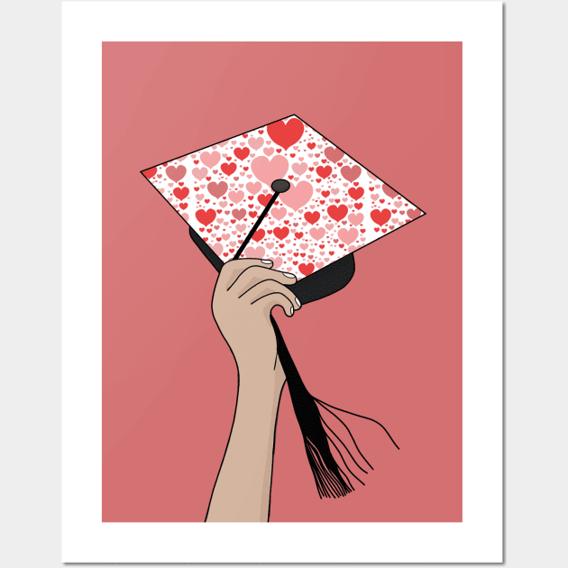 Holding the Square Academic Cap Hearts Wall Art by DiegoCarvalho